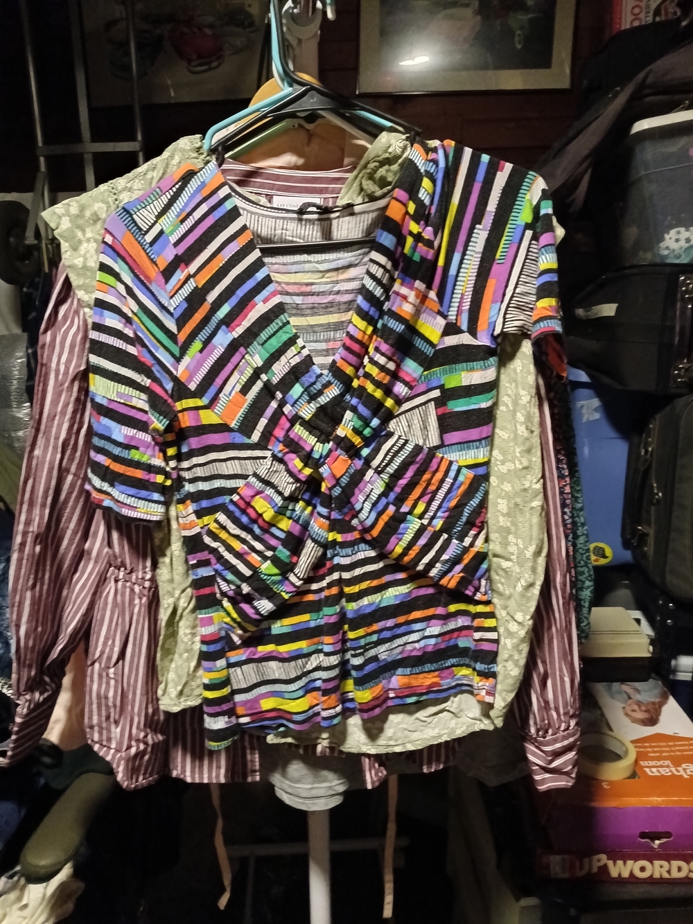 Cable & Gauge Black Multicolor Striped Short-Sleeve Tee